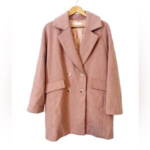 Astr the Label Dusty Pink Double-Breasted‎ Wool Blend Pea Coat Size Small